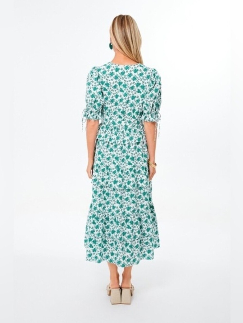 Tuckernuck Hyacinth House Irenea Midi Dress Kelly green white floral Size Small - Picture 5 of 16